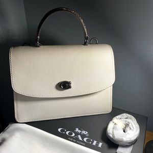 Coach Handbag CLRBLK Cream with Brown Handle